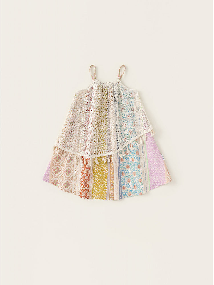 Robe bohème fille – détail bretelles fines et tissu coton respirant – MIKID'Z