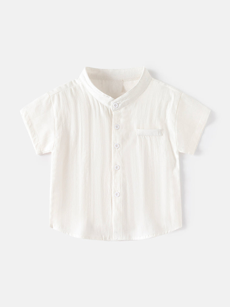 Chemise enfant col officier blanc pur – 100% coton léger et coupe loose – MIKID'Z
