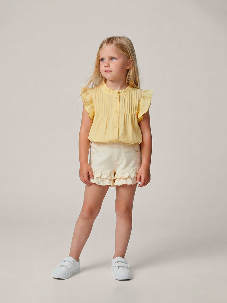 Chemisier été fille jaune soleil – coupe fluide et finitions soignées tailles 2-6 ans – MIKID'Z