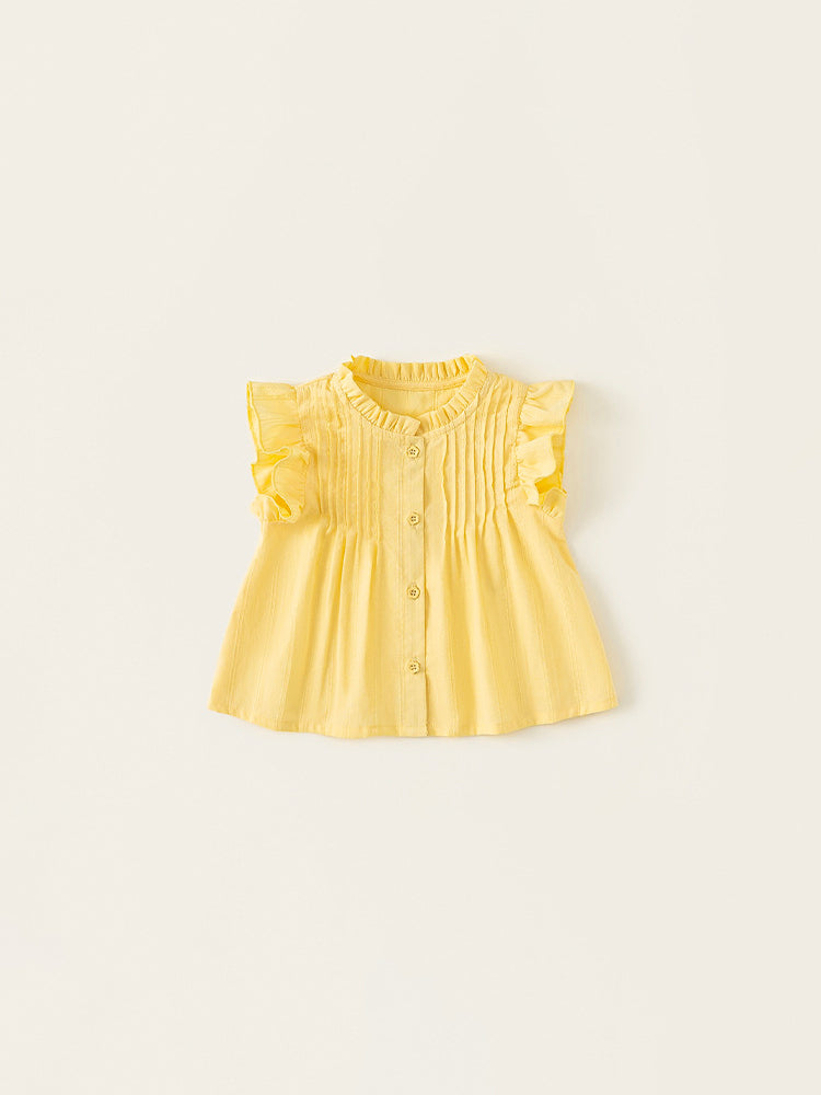 Chemisier fille jaune soleil – coupe fluide et finitions délicates tailles 2-6 ans – MIKID'Z