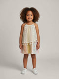 Robe bohème fille patchwork coloré – haut dentelle ajourée et coupe fluide – MIKID'Z
