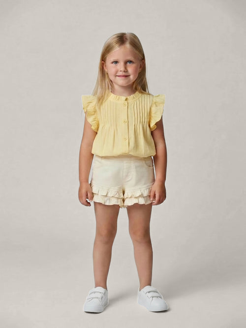 Haut fille en coton été – disponible en rose et jaune – MIKID'Z