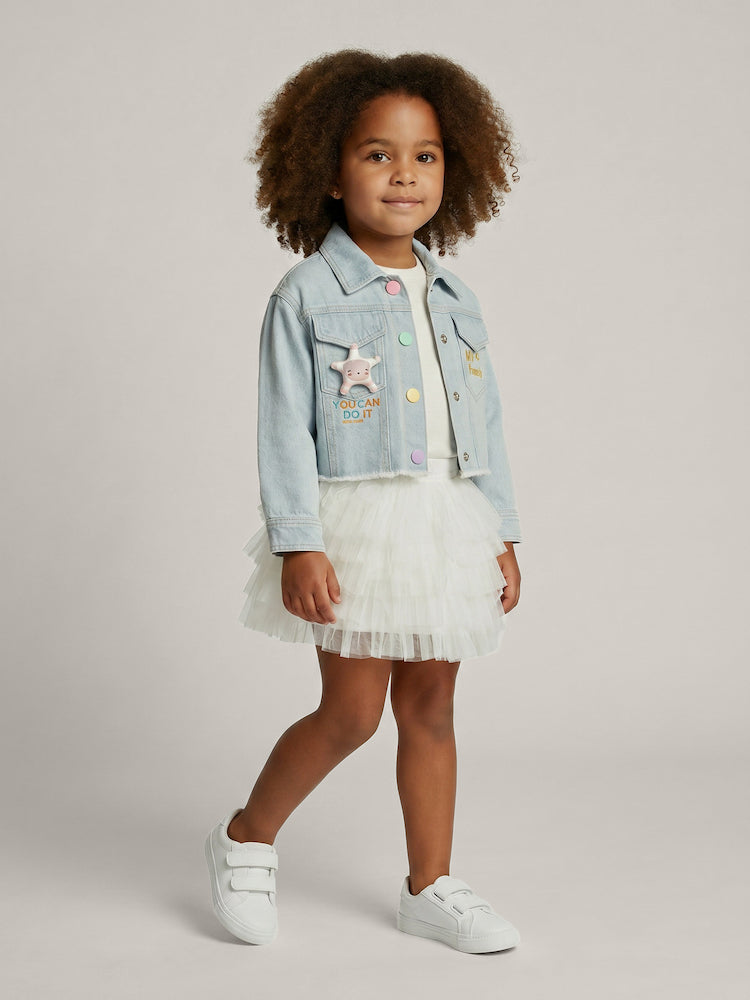 Veste denim fille – fermeture boutonnée et finitions soignées tailles 2-6 ans – MIKID'Z