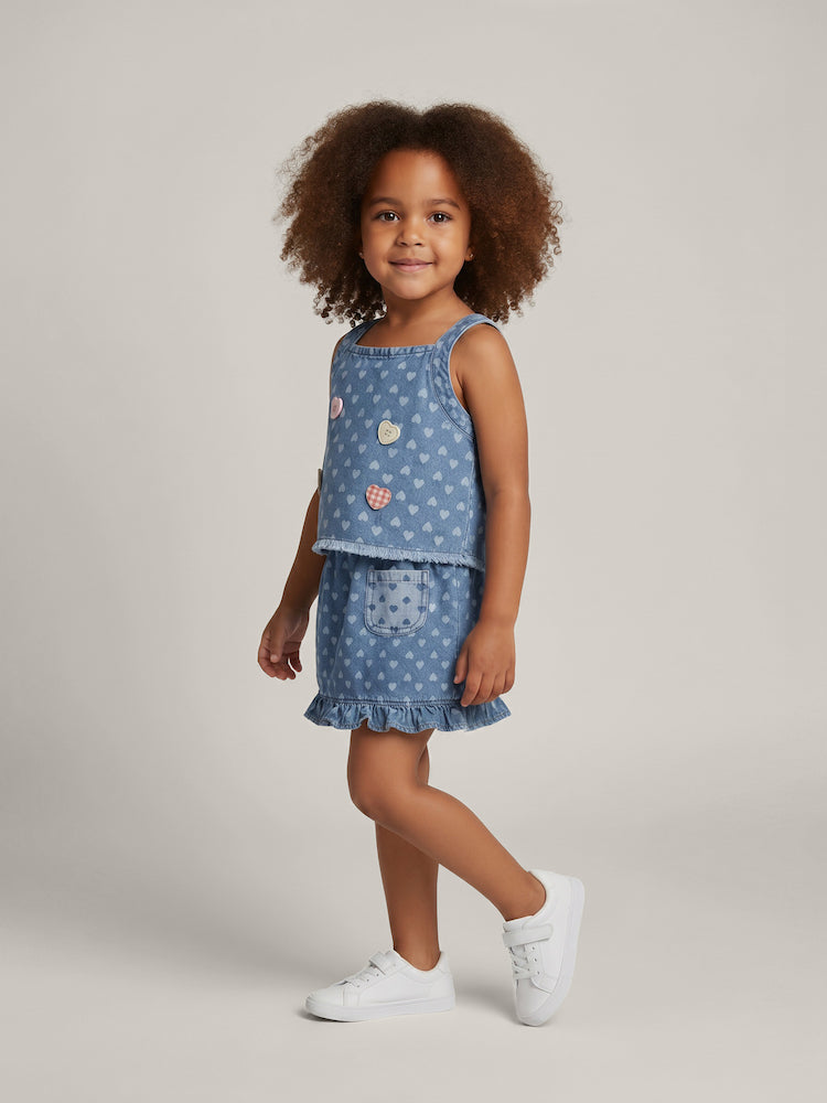 Ensemble 2 pièces denim fille bleu – coupe légère et pleine de charme – MIKID'Z