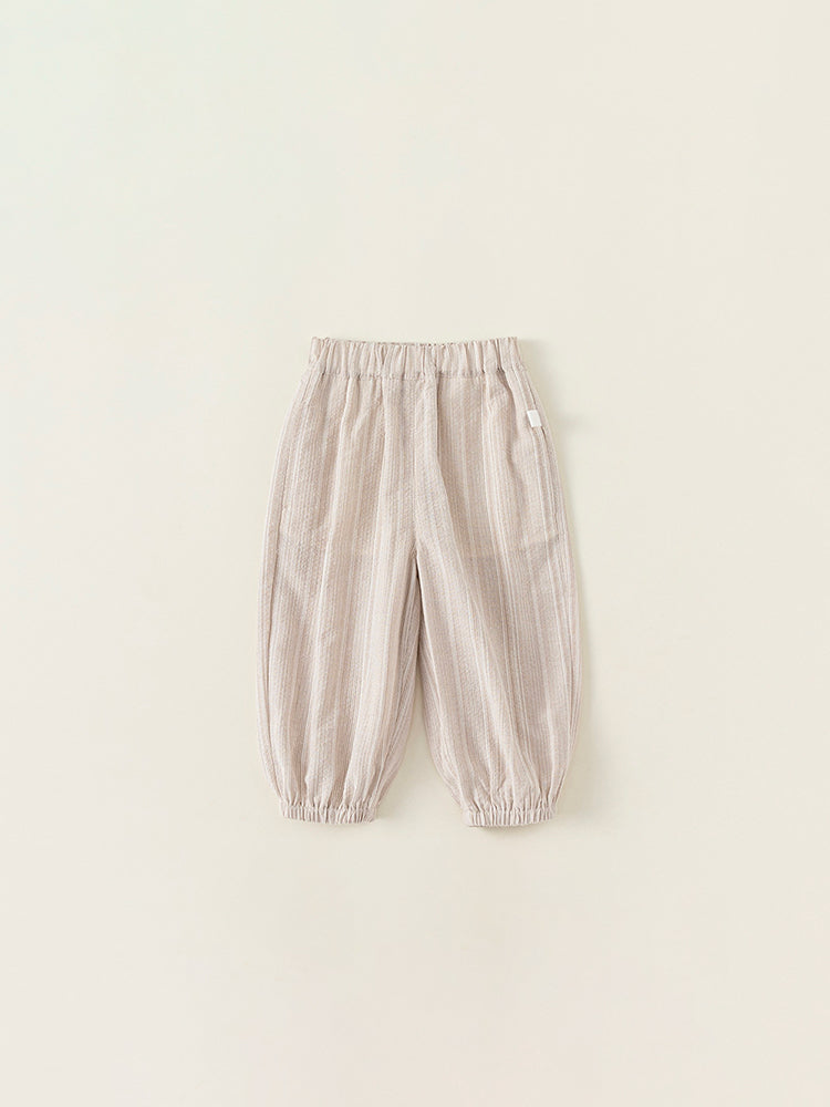 Pantalon enfant beige sable – coupe ample et taille élastique pour le quotidien – MIKID'Z