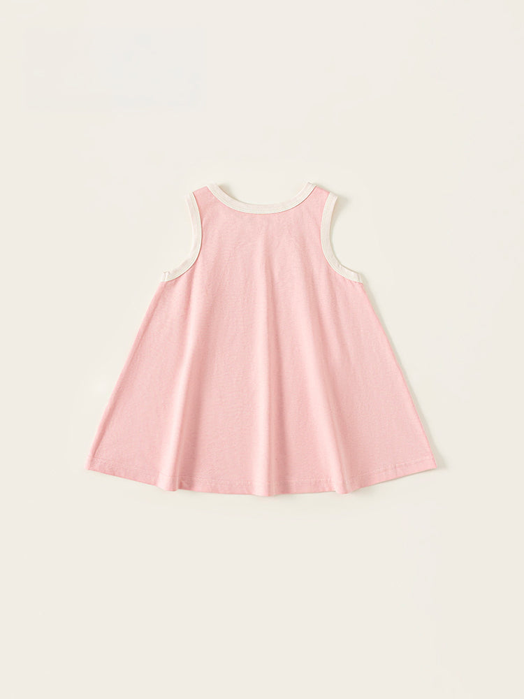 Robe enfant été rose – coupe évasée fluide et broderie Cute – MIKID'Z