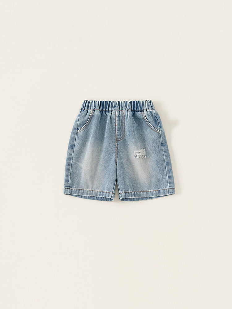 Short denim enfant clair vintage – coupe confortable et style casual – MIKID'Z