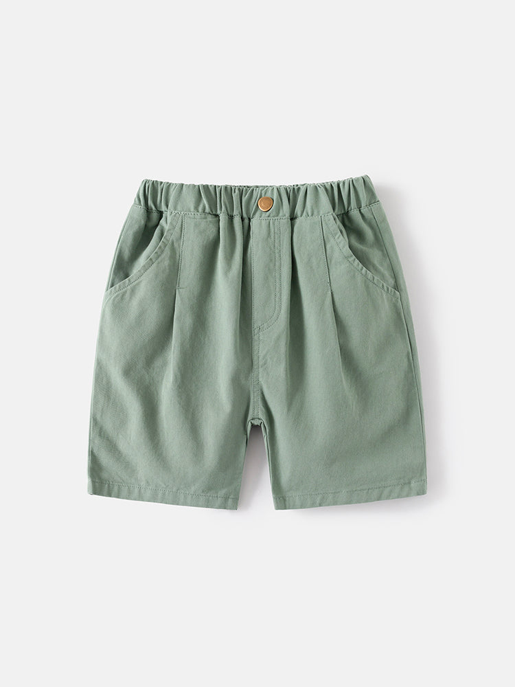 Short enfant vert sauge – 100% coton léger et taille élastique pour l'été – MIKID'Z