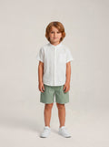 Short garçon vert sauge – 100% coton léger, taille élastique – MIKID'Z