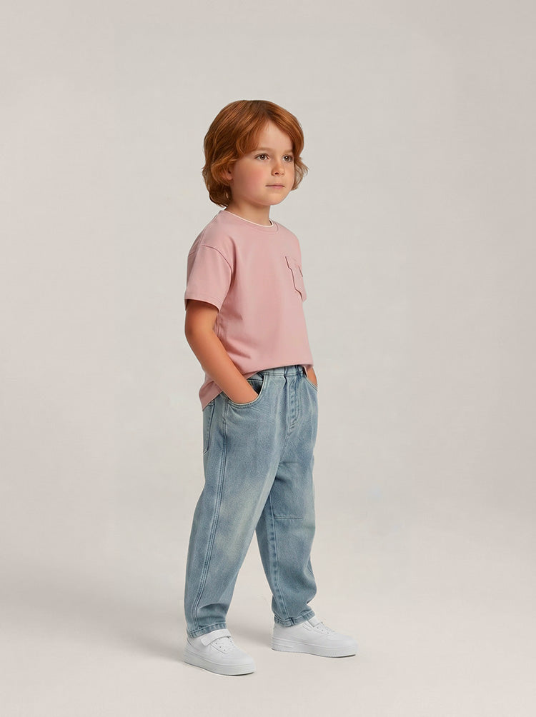 Détail poche poitrine T-shirt garçon coton stretch – MIKID'Z