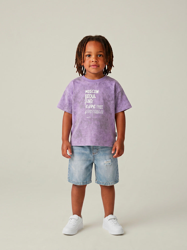 T-shirt garçon violet neutre – coupe droite style urbain – MIKID'Z