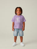 T-shirt garçon violet neutre – coupe droite style urbain – MIKID'Z