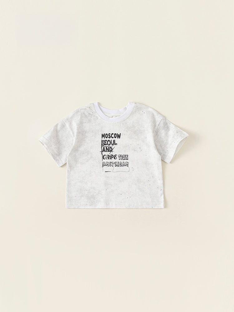 T-shirt enfant blanc – détail col rond et manches courtes – MIKID'Z