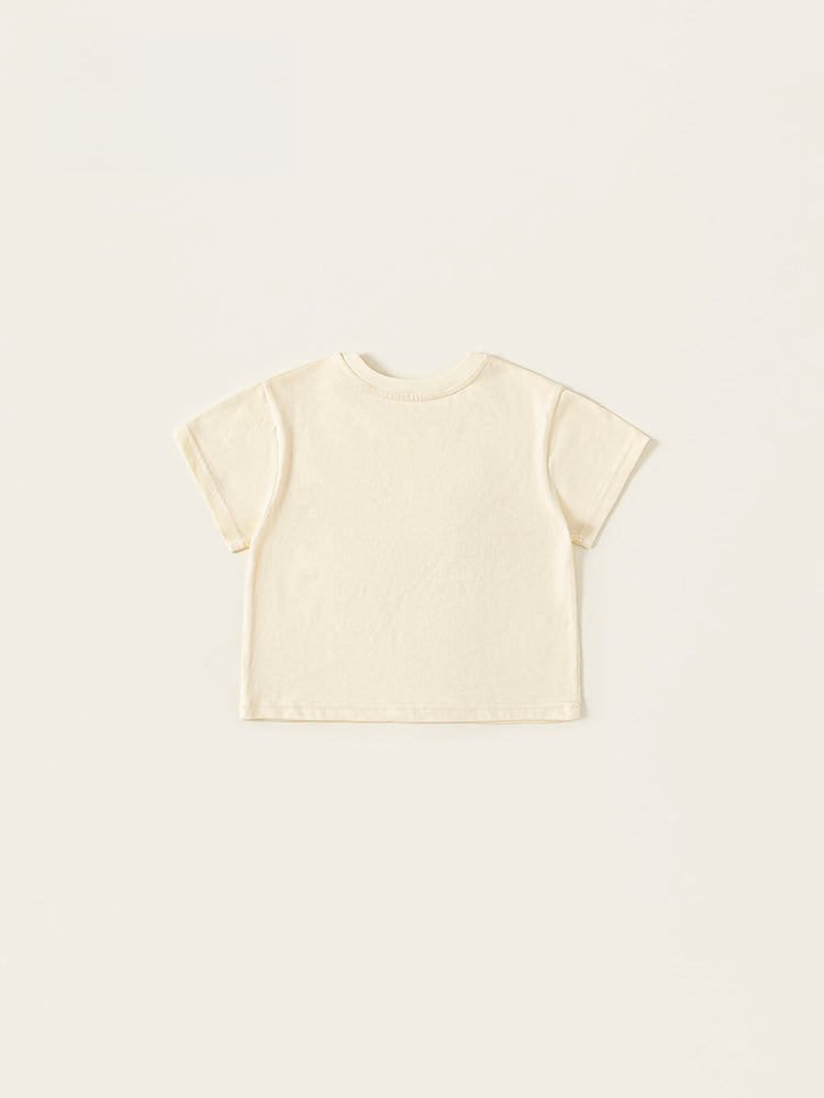 T-shirt enfant écru fleuri – coupe ample et col rond tailles 2-6 ans – MIKID'Z