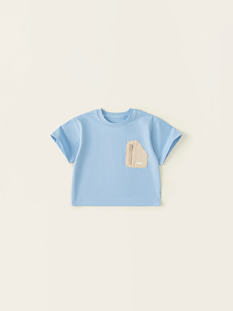 T-shirt garçon bleu brume – style décontracté et coupe confortable tailles 2-6 ans – MIKID'Z