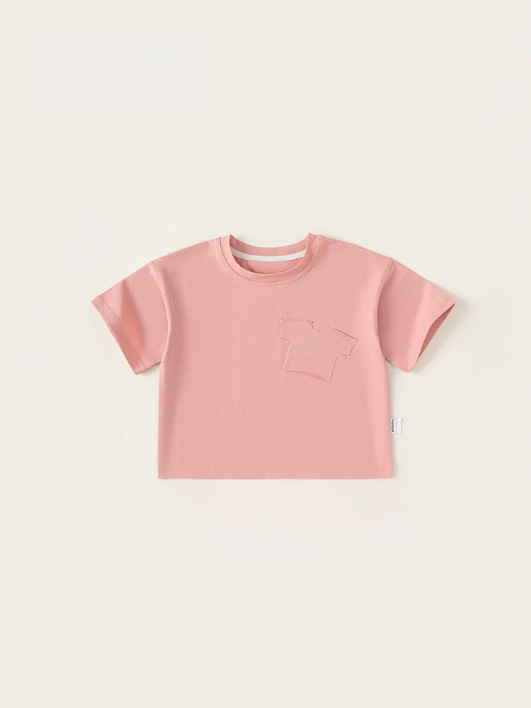 T-shirt minimaliste garçon – 95% coton stretch disponible en rose poudré et blanc pur – MIKID'Z
