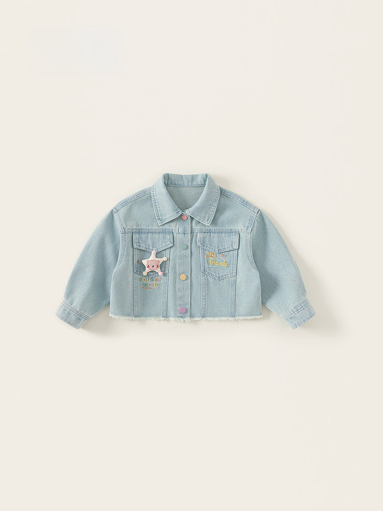 Veste denim enfant – disponible en bleu clair et rose pastel tailles 2-6 ans – MIKID'Z